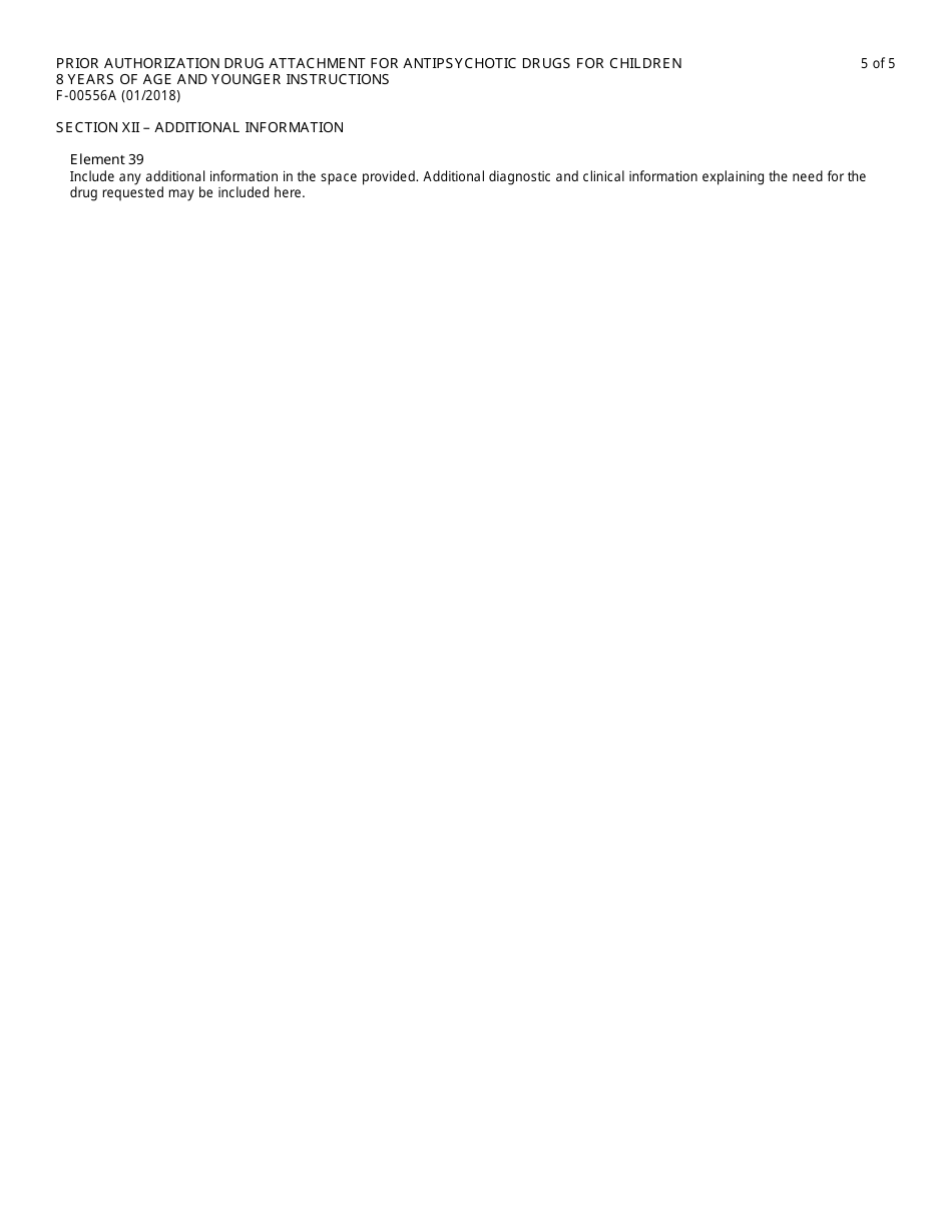 Instructions for Form F-00556 Prior Authorization Drug Attachment for Antipsychotic Drugs for Children 8 Years of Age and Younger - Wisconsin, Page 5