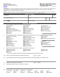 Document preview: Form 2500-106 Wisconsin State Park System Volunteer Application - Wisconsin