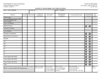 Document preview: Form F-62233 Hospice Personnel Record Review - Wisconsin