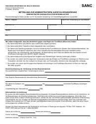 Document preview: Form F-16038 Administrative Disqualification Hearing Notice - Wisconsin (German)