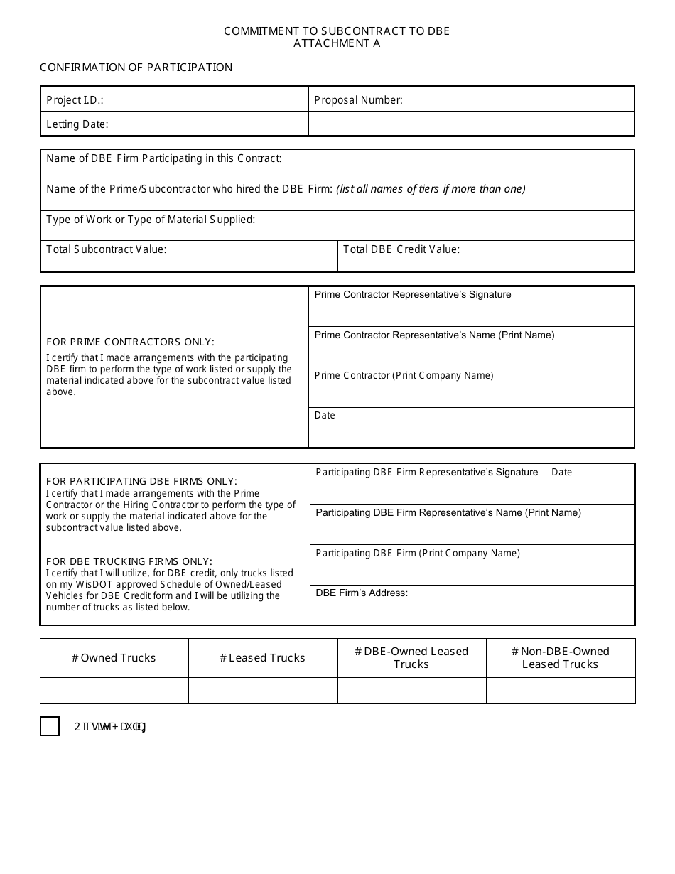 Form DT1506 Commitment to Subcontract to Dbe - Wisconsin, Page 3