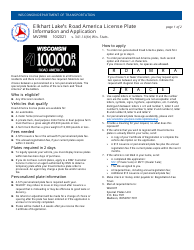 Form MV2998 Elkhart Lake&#039;s Road America License Plate Application - Wisconsin