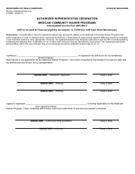 Document preview: Form F-20987 Authorized Representative Designation Medicaid Community Waiver Programs - Wisconsin