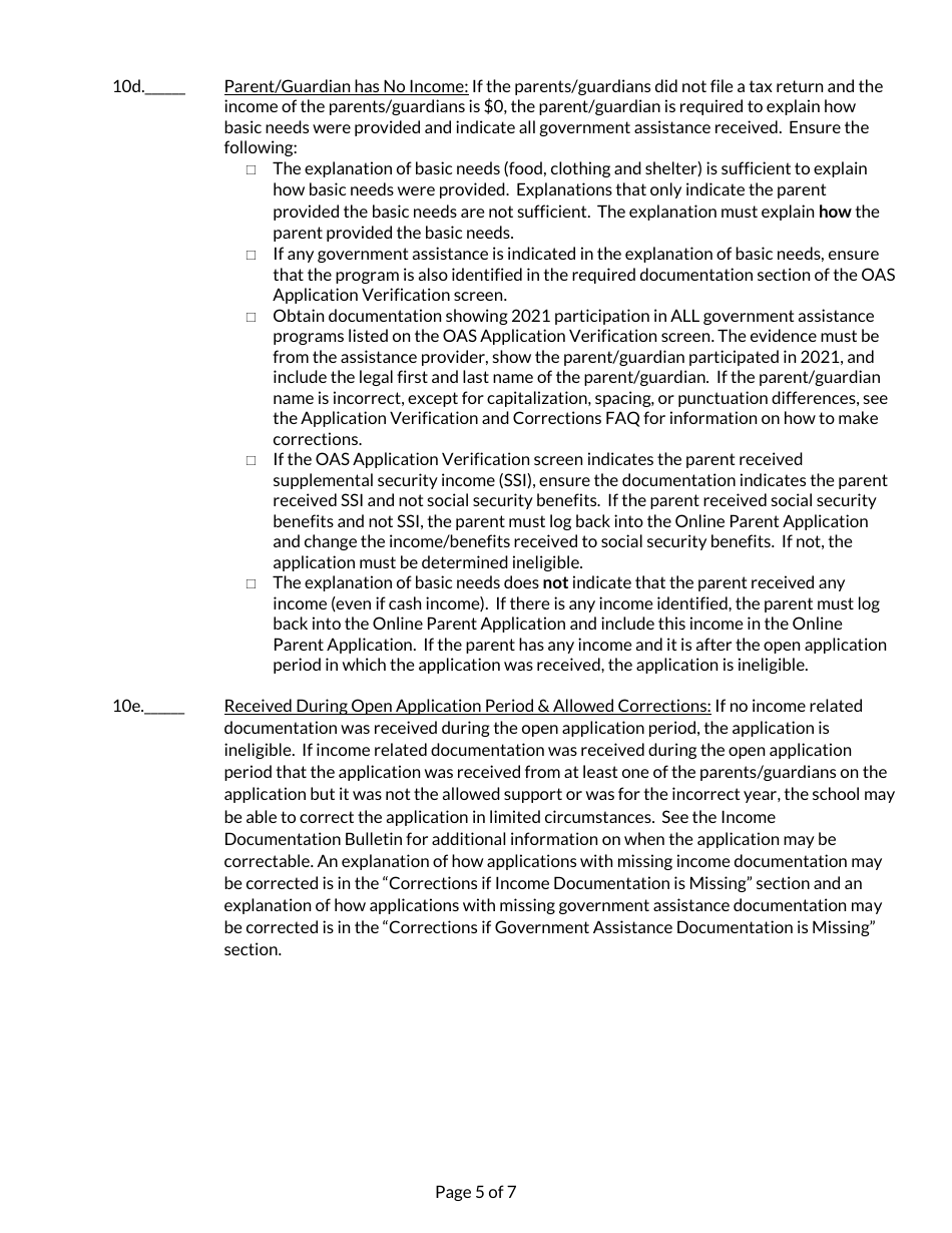 School Year Student Application Checklist - Private School Choice Programs - Wisconsin, Page 5