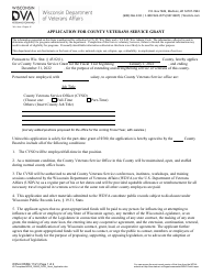 Form WDVA0055 &quot;Application for County Veterans Service Grant&quot; - Wisconsin, 2022