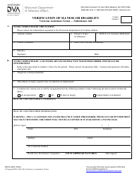 Form WDVA2045 &quot;Verification of Illness or Disability - Veterans Assistance Grant - Subsistence Aid&quot; - Wisconsin