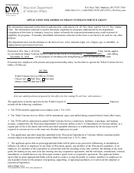 Form WDVA0056 &quot;Application for American Indian Veterans Service Grant&quot; - Wisconsin, 2022