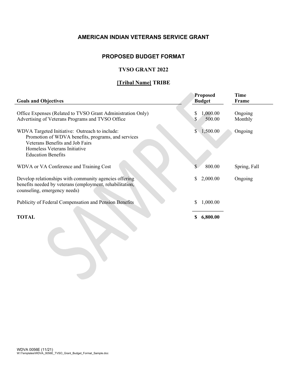 Form WDVA0056 Application for American Indian Veterans Service Grant - Wisconsin, Page 6
