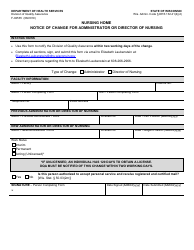 Document preview: Form F-02535 Nursing Home - Notice of Change for Administrator of Director of Nursing - Wisconsin