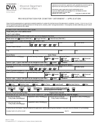 Form WDVA2111 Pre-registration for Cemetery Interment - Application - Wisconsin