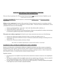 Form WDVA2111 Pre-registration for Cemetery Interment - Application - Wisconsin, Page 2