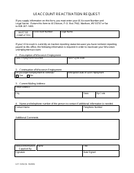 Form UCT-16722 Ui Account Reactivation Request - Wisconsin