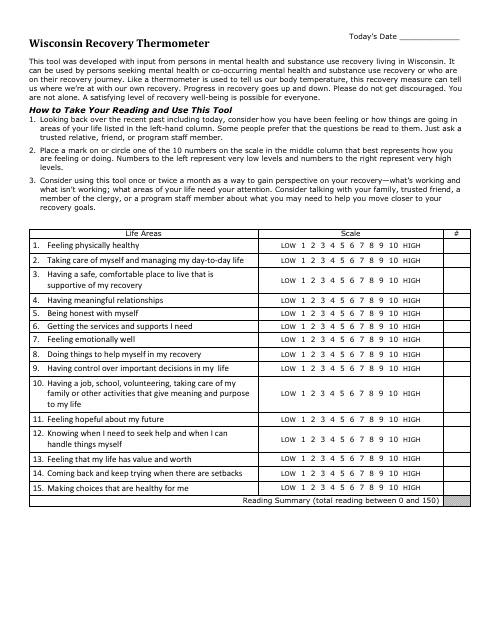 Form P-01289A Wisconsin Recovery Thermometer - Wisconsin