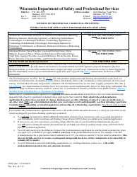 Form 3085 Wisconsin Department of Safety and Professional Services - Wisconsin