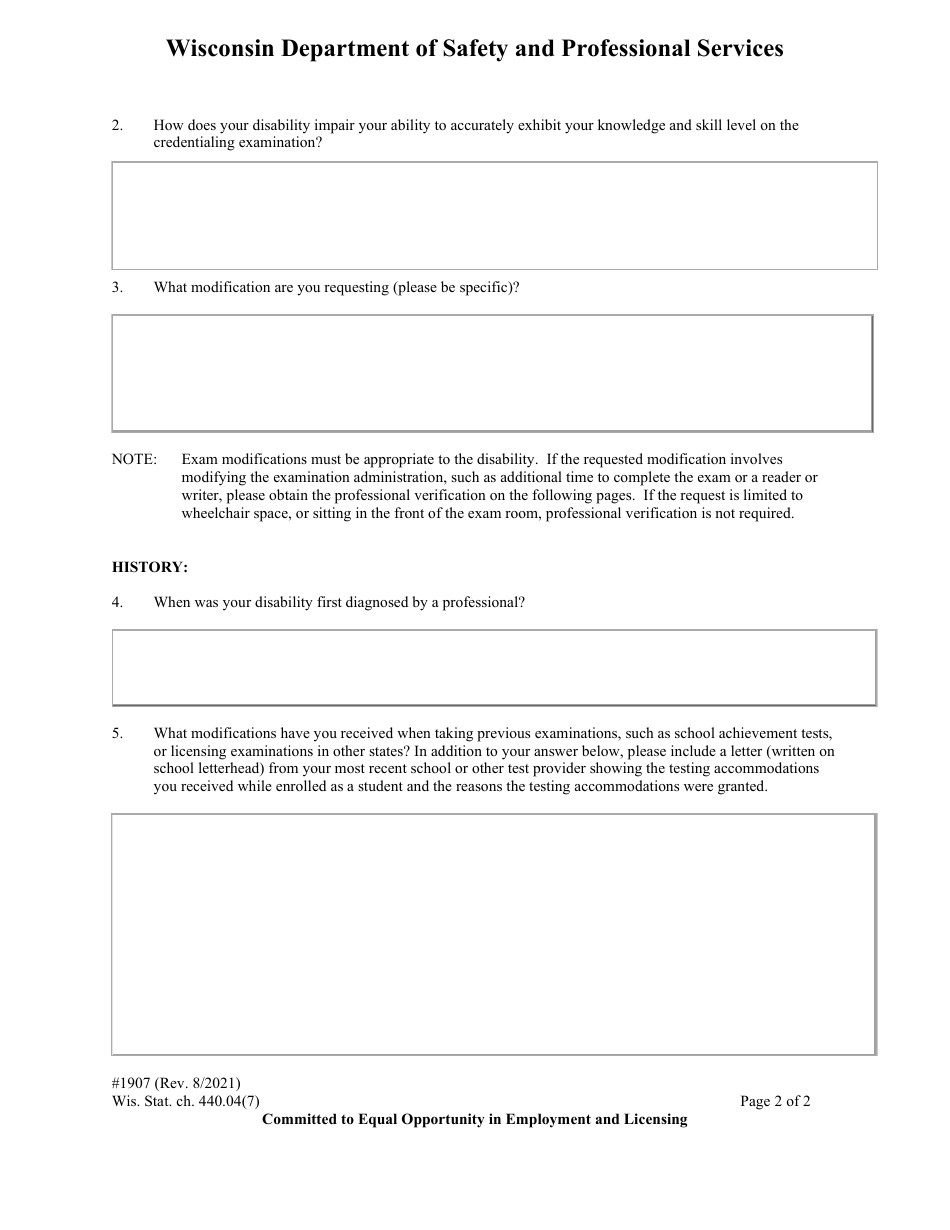 Form 1907 - Fill Out, Sign Online and Download Fillable PDF, Wisconsin ...