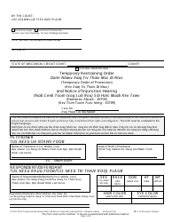 Document preview: Form CV-403 Temporary Restraining Order (Temporary Order of Protection) and Notice of Injunction Hearing (Domestic Abuse - 30709) - Wisconsin (English/Hmong)