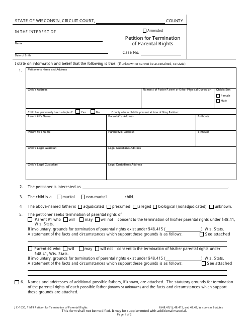 Form JC-1630  Printable Pdf