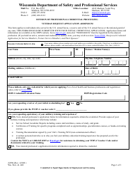 Form 2996 Veteran Request Application Addendum - Wisconsin