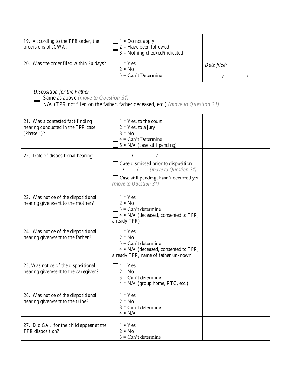 Appendix B Childrens Court Initiative - Chips Court File Review Instrument - Wisconsin, Page 10
