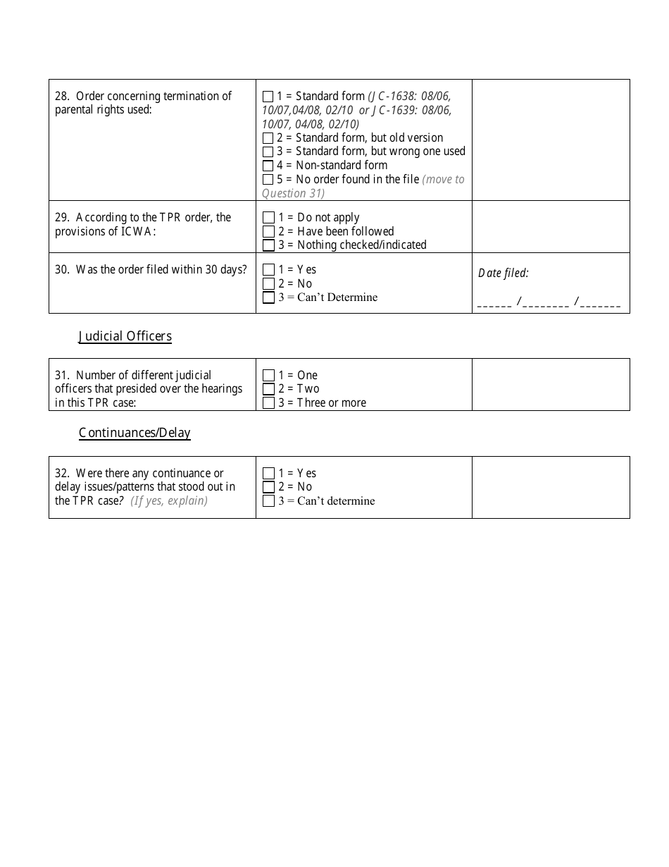 Appendix B Childrens Court Initiative - Chips Court File Review Instrument - Wisconsin, Page 11