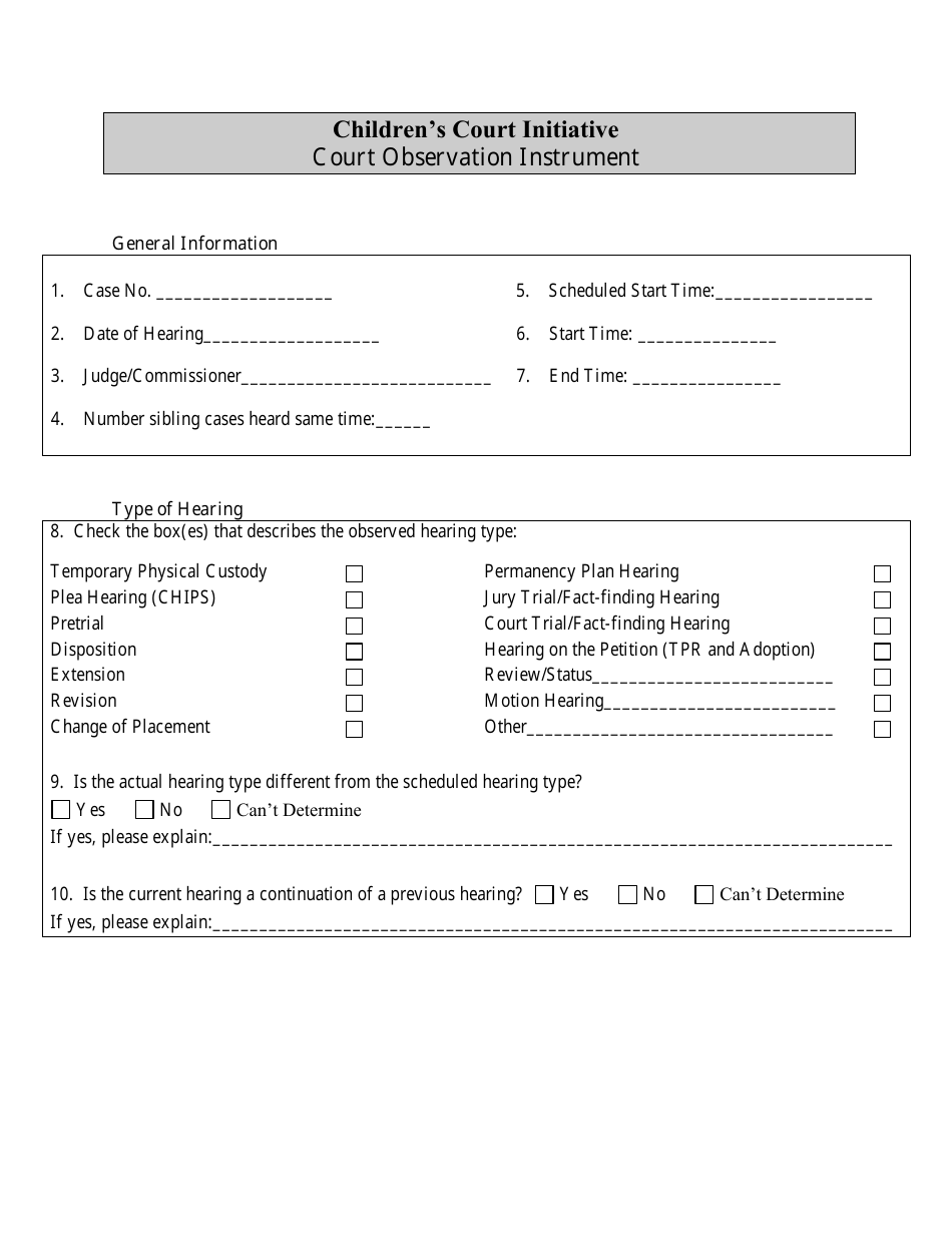 Appendix B Childrens Court Initiative - Chips Court File Review Instrument - Wisconsin, Page 16