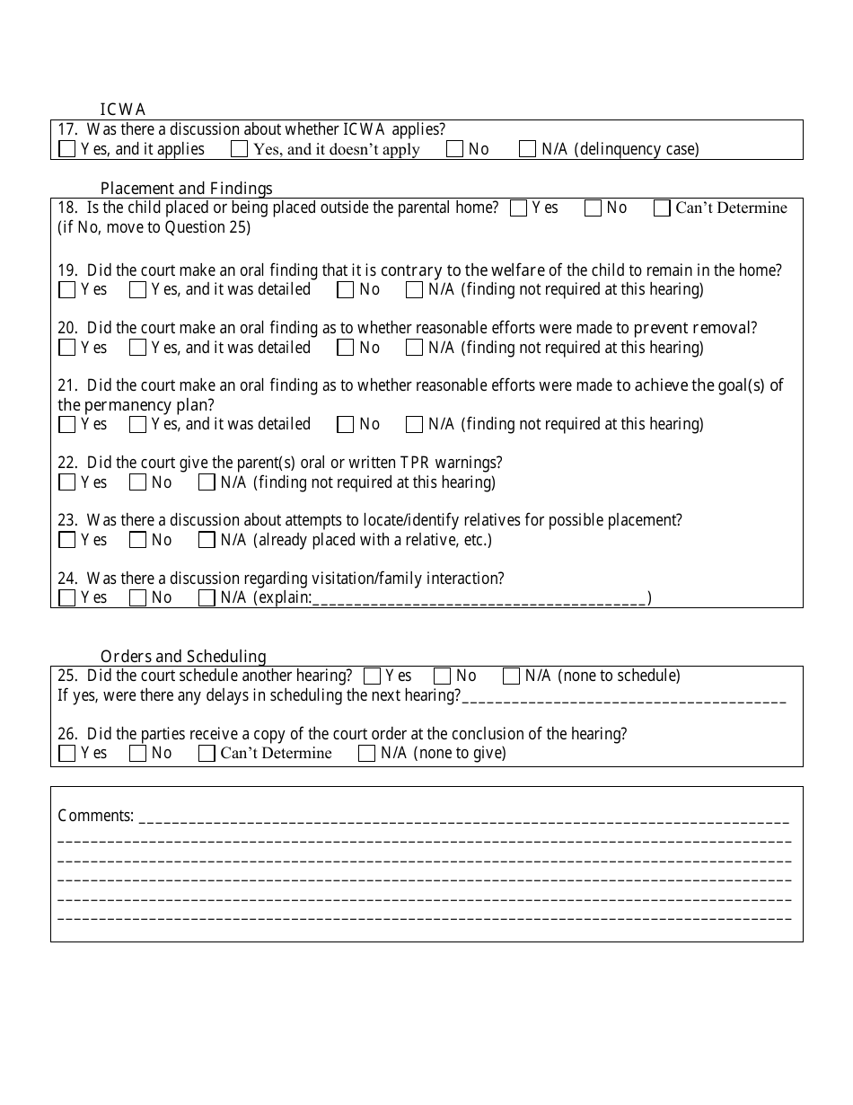 Appendix B Childrens Court Initiative - Chips Court File Review Instrument - Wisconsin, Page 18