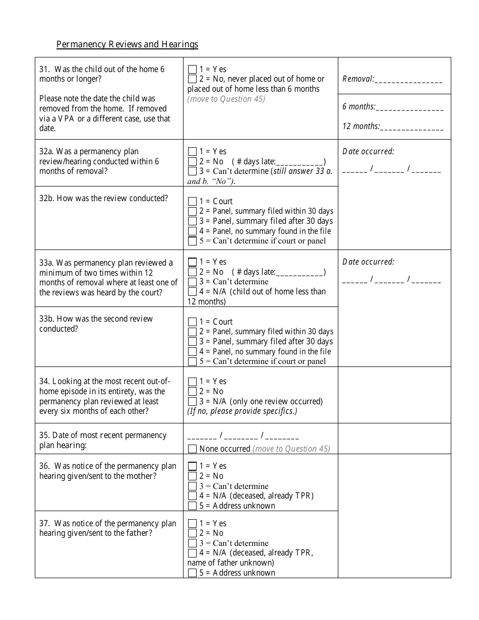 Appendix B Childrens Court Initiative - Chips Court File Review Instrument - Wisconsin, Page 4