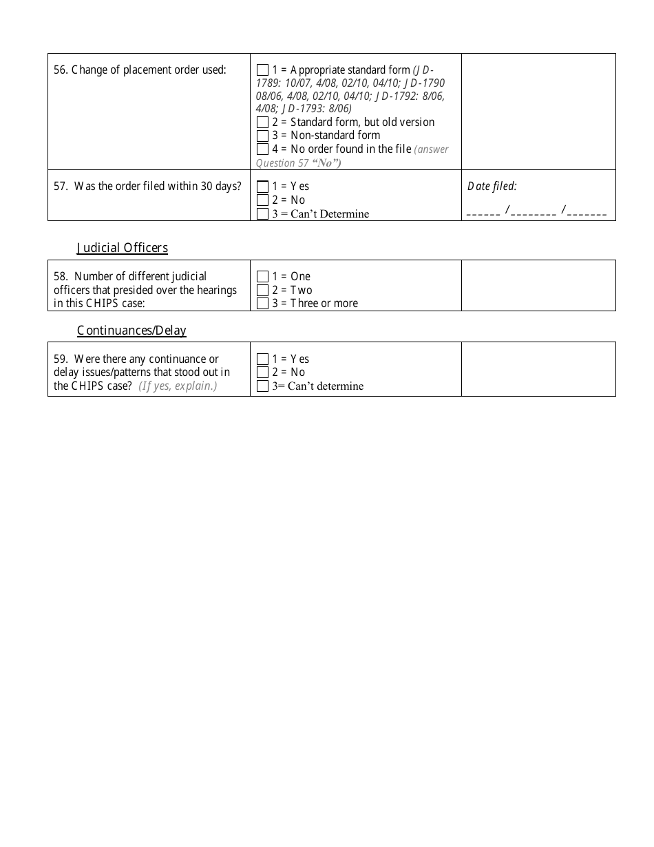 Appendix B Childrens Court Initiative - Chips Court File Review Instrument - Wisconsin, Page 7