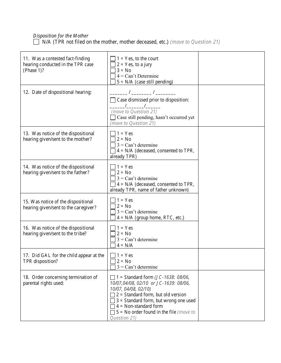 Appendix B Childrens Court Initiative - Chips Court File Review Instrument - Wisconsin, Page 9