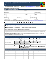 Application for Orientation - Wisconsin Court Interpreter Program - Wisconsin, 2022