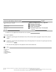 Document preview: Form CR-246B (DOC-221) Order on Petition for Civil Judgment (Probation Revoked/Discharged, Parole/Extended Supervision Terminated) - Wisconsin