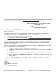 Form CV-437 Wireless Telephone Service Transfer Order in Injunction Case - Wisconsin