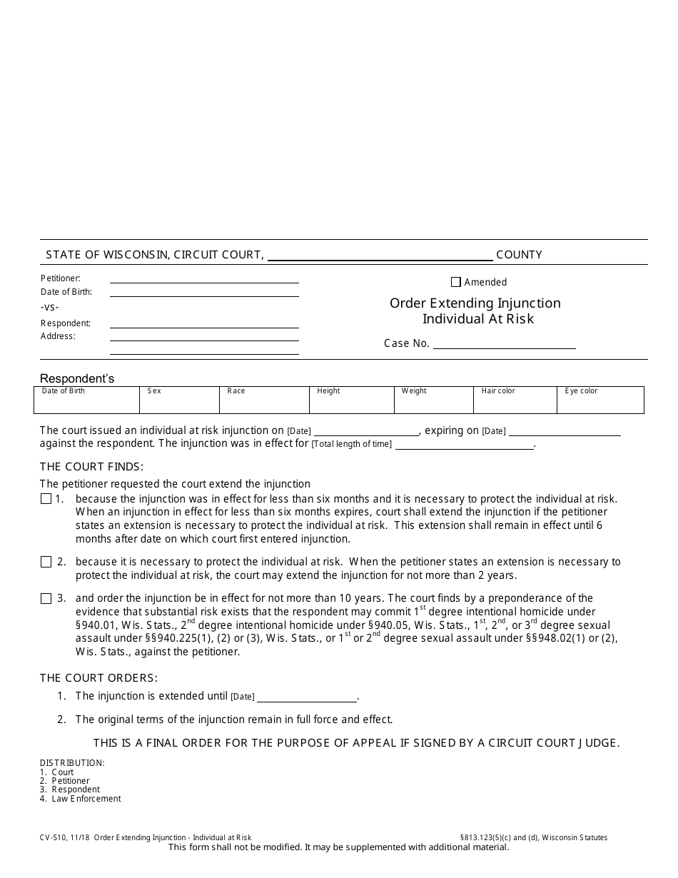 Form CV-510 - Fill Out, Sign Online and Download Printable PDF ...