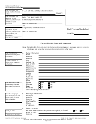 Form FA-4118V Civil Process Worksheet - Wisconsin