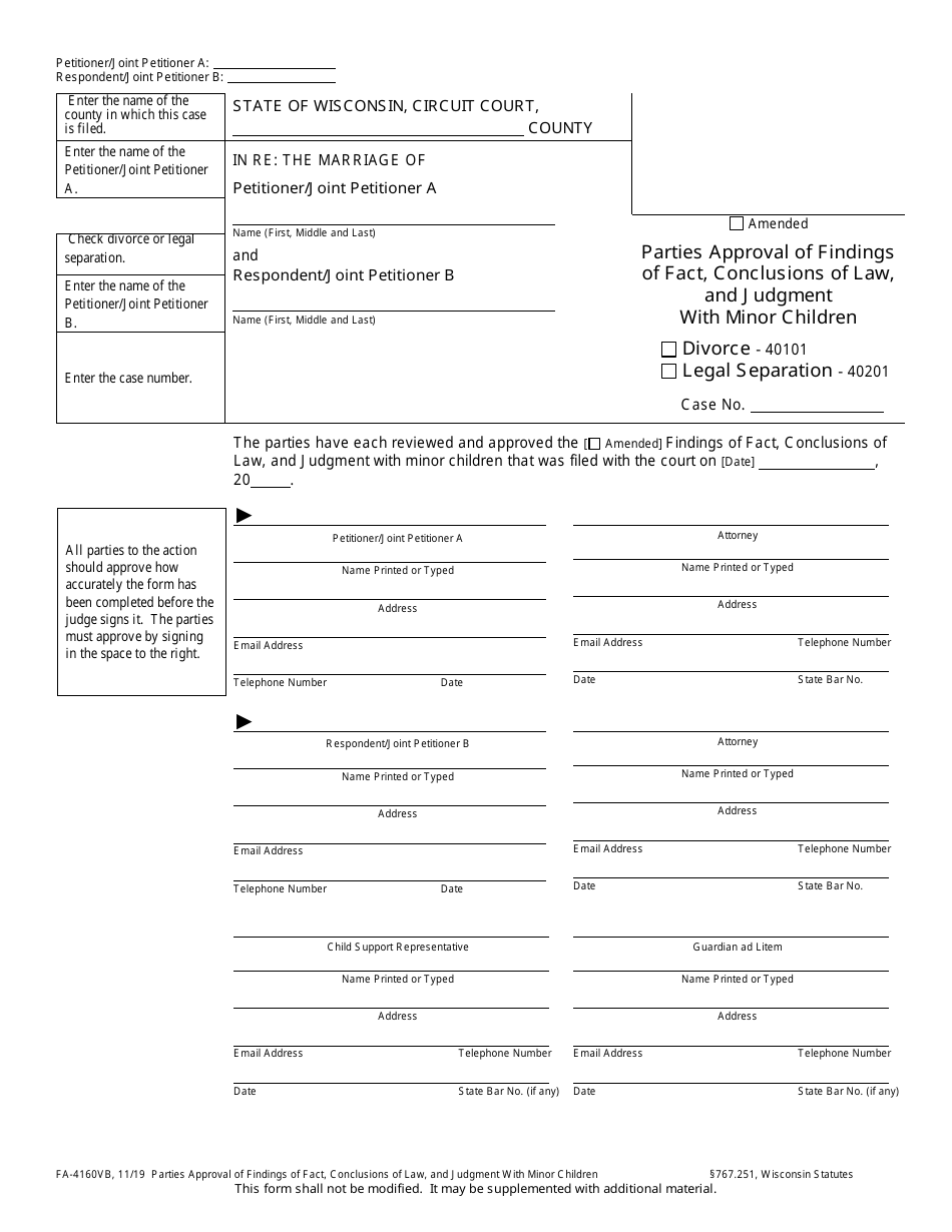 Form Fa 4160vb Fill Out Sign Online And Download Printable Pdf Wisconsin Templateroller 1026