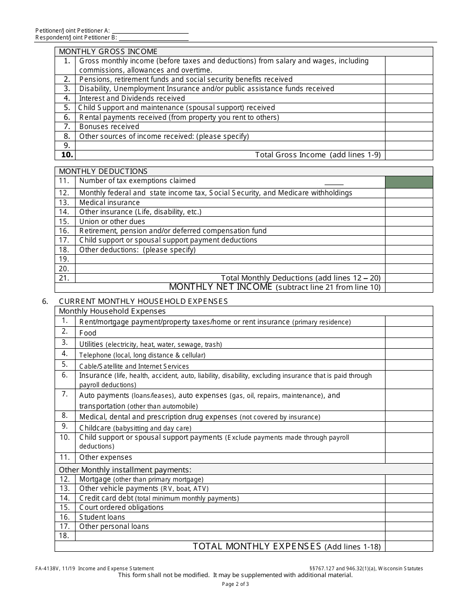 Form FA-4138V - Fill Out, Sign Online and Download Printable PDF ...