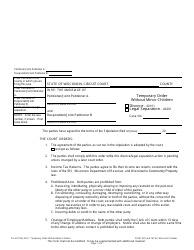 Document preview: Form FA-4127VB Temporary Order Without Minor Children - Wisconsin
