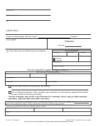 Document preview: Form GF-126A Subpoena - Wisconsin