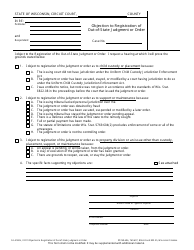 Document preview: Form FA-4186V Objection to Registration of Out-of-State Judgment or Order - Wisconsin