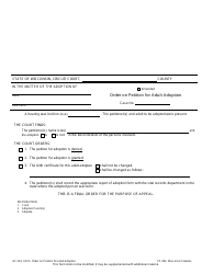 Document preview: Form GF-303 Order on Petition for Adult Adoption - Wisconsin