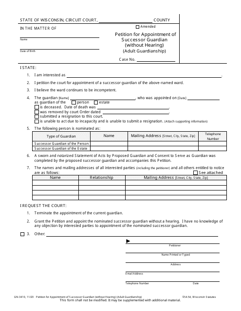 Form GN-3410  Printable Pdf