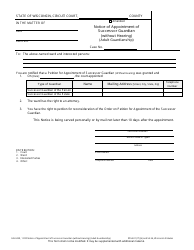 Document preview: Form GN-3430 Notice of Appointment of Successor Guardian (Without Hearing) (Adult Guardianship) - Wisconsin
