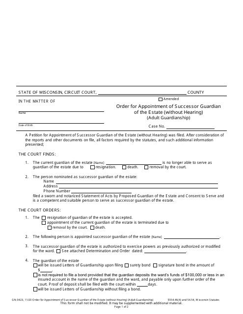 Form GN-3423  Printable Pdf