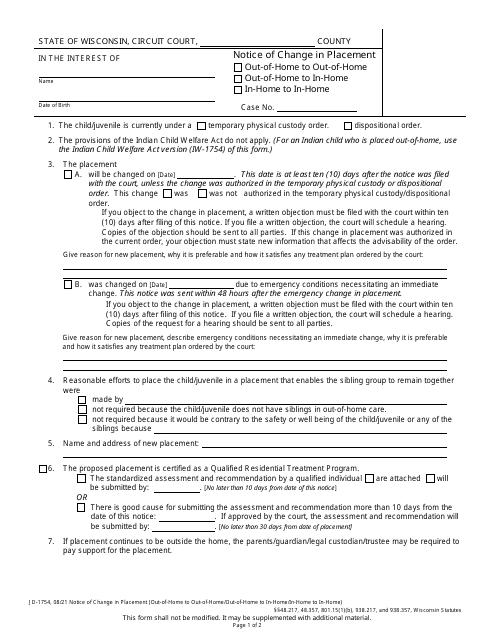 Form JD-1754  Printable Pdf