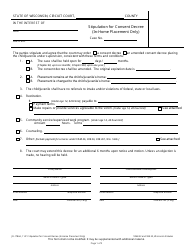 Form JD-1784A Stipulation for Consent Decree (In-home Placement Only) - Wisconsin