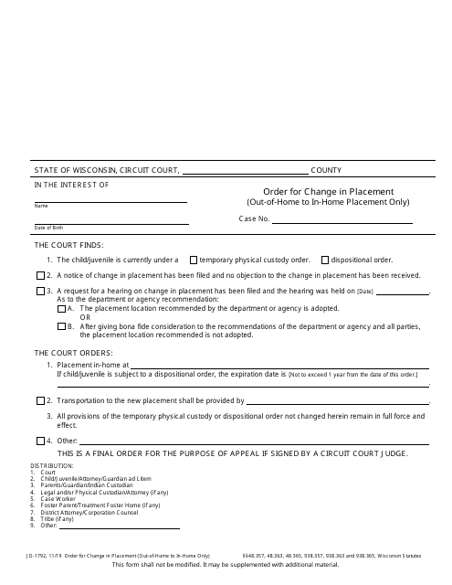 Form JD-1792  Printable Pdf