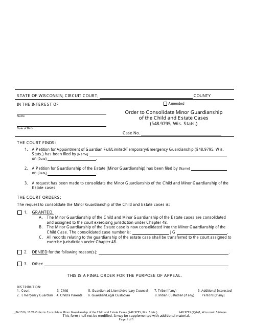 Form JN-1516  Printable Pdf