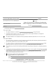 Form ME-944 Order of Conversion to Temporary Guardianship and/or Temporary Protective Placement or Services - Wisconsin