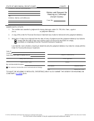 Document preview: Form SC-507A Motion and Request for Hearing on Contempt (Small Claims) - Wisconsin