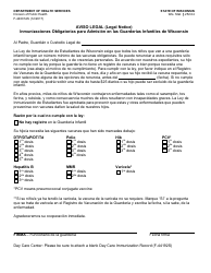 Document preview: Formulario F-44001A Aviso Legal - Inmunizaciones Obligatorias Para Admision En Las Guarderias Infantiles De Wisconsin - Wisconsin (Spanish)